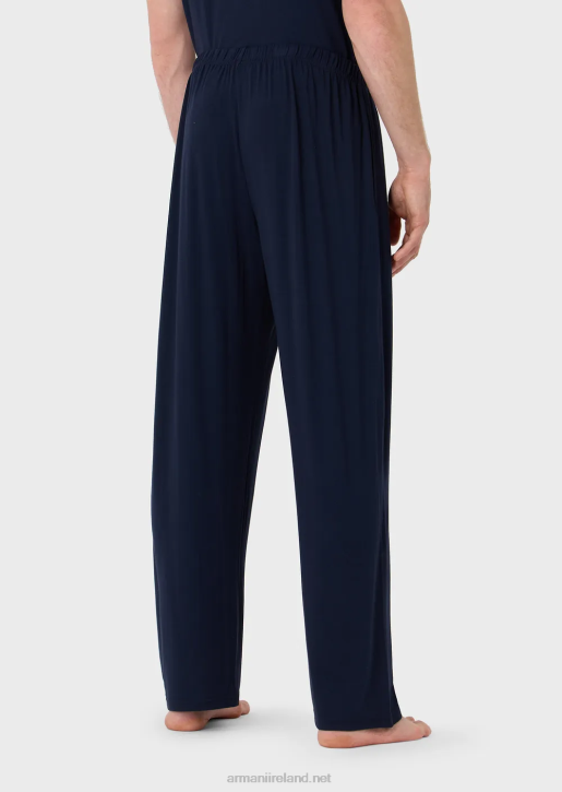 Men 086V1809 Viscose Loungewear Trousers Armani Navy Blue