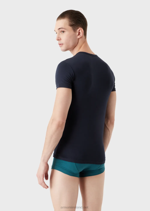 Men 086V1810 Two-Pack Of Slim-Fit Undershirts With Bold Monogram Logo Armani Pattern