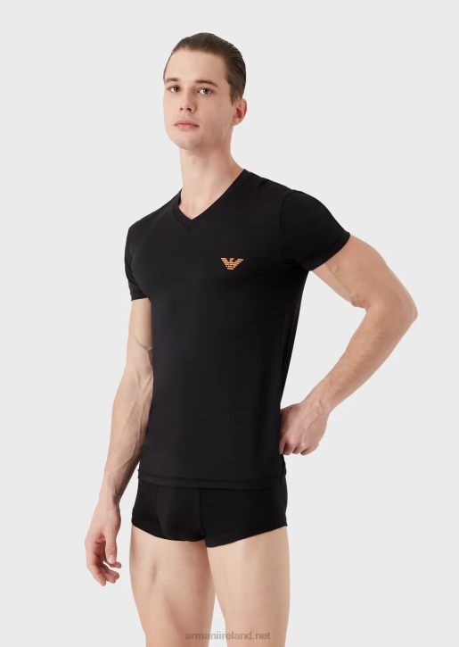 Men 086V1812 Microfibre V-Neck Undershirt Armani Black