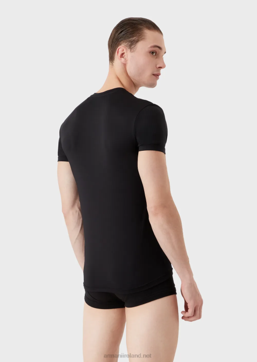 Men 086V1812 Microfibre V-Neck Undershirt Armani Black