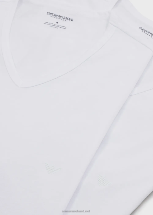 Men 086V1817 Two-Pack Of Regular-Fit, Pure Cotton, V-Neck Underwear T-Shirts Armani Black