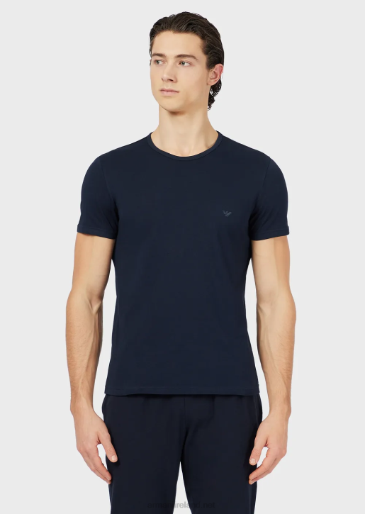 Men 086V1818 Two-Pack Of Regular-Fit, Pure Cotton Underwear T-Shirts Armani Navy Blue