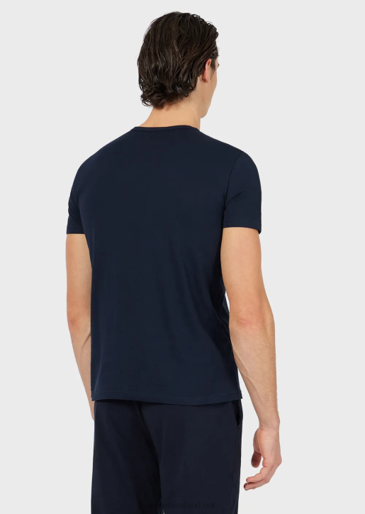 Men 086V1818 Two-Pack Of Regular-Fit, Pure Cotton Underwear T-Shirts Armani Navy Blue