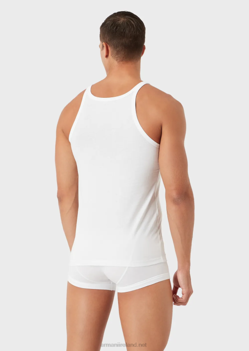 Men 086V1821 Two-Pack Of Pure Cotton Vests Armani White