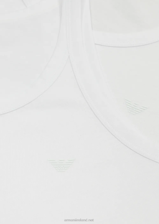 Men 086V1821 Two-Pack Of Pure Cotton Vests Armani White