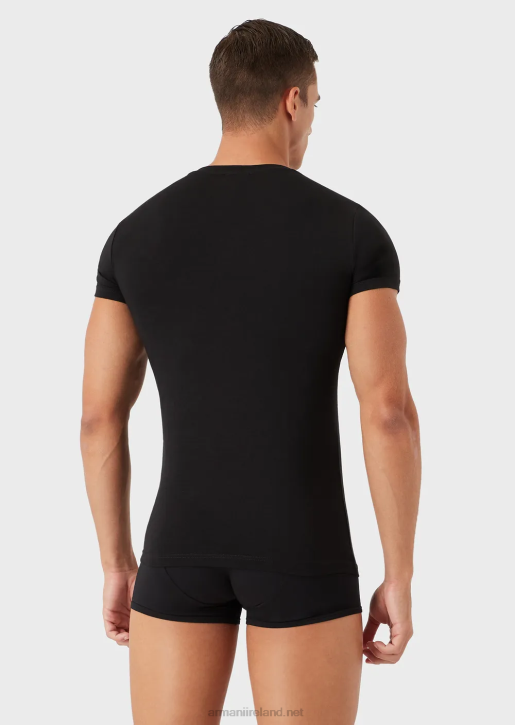 Men 086V1822 Basic V-Neck Underwear T-Shirt Armani Black