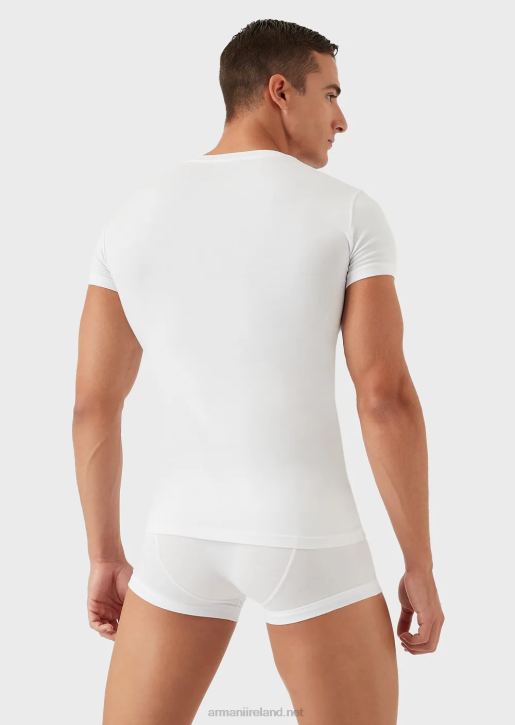 Men 086V1824 Basic V-Neck Underwear T-Shirt Armani White