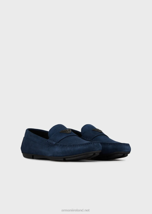 Men 086V1831 Suede Driving Loafers With Logo Armani Black 8