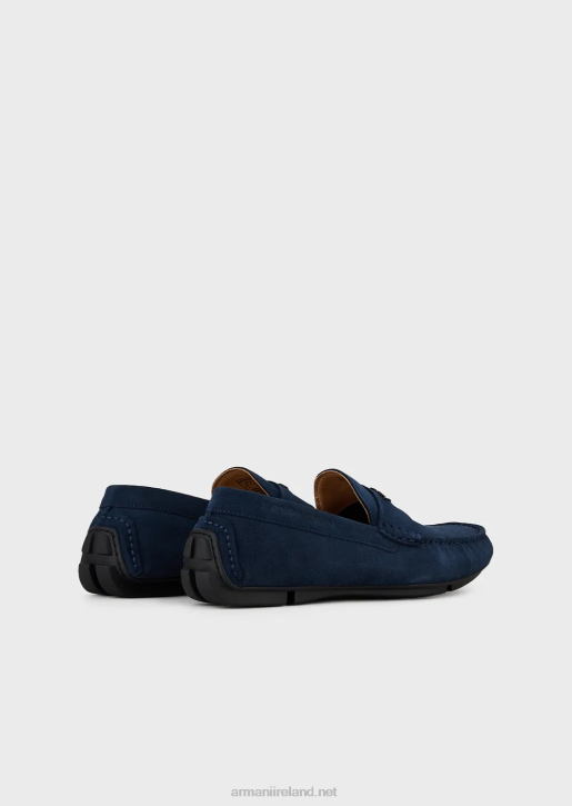 Men 086V1831 Suede Driving Loafers With Logo Armani Black 8