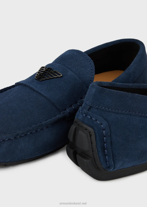 Men 086V1831 Suede Driving Loafers With Logo Armani Black 8