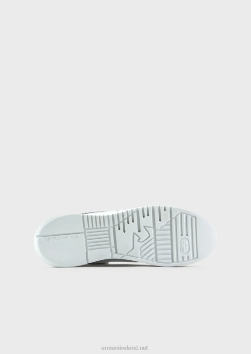 Men 086V1868 Soft Leather Sneakers With Bold Logo Armani White