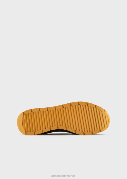 Men 086V1886 Mesh Sneakers With Suede Details And Eagle Patch Armani Pattern