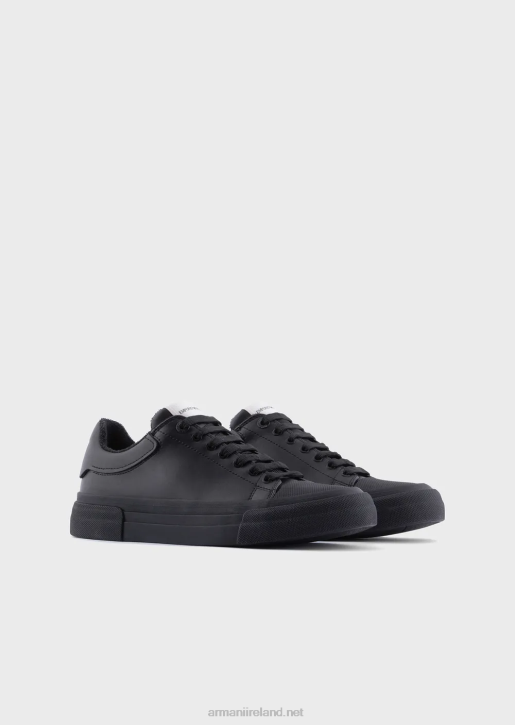 Men 086V1892 Soft Leather Sneakers Armani Black