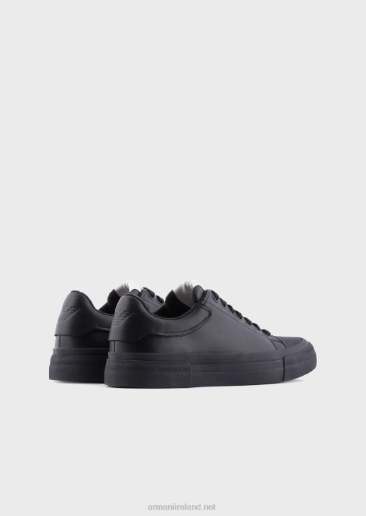 Men 086V1892 Soft Leather Sneakers Armani Black