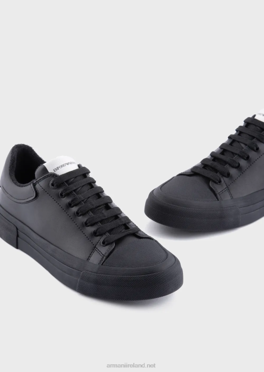 Men 086V1892 Soft Leather Sneakers Armani Black