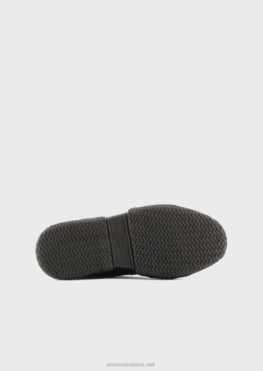 Men 086V1894 Leather And Recycled Nylon Sneakers With Multi-Layered Soles Armani Black