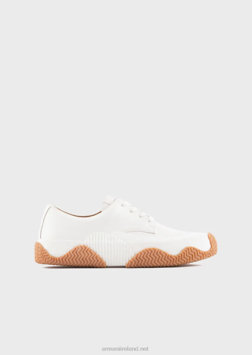 Men 086V1895 Soft Leather Sneakers With Multi-Layered Soles Armani White