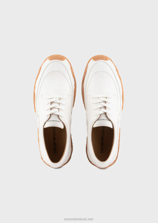 Men 086V1895 Soft Leather Sneakers With Multi-Layered Soles Armani White