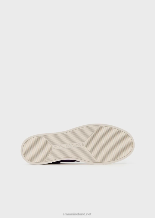Men 086V1896 Reloaded By Emporio Armani Leather And Suede High-Top Sneakers Armani Sustainability ValuesPurple