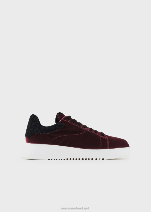 Men 086V1897 Reloaded By Emporio Armani Sneakers In Velvet With Chevron Back Armani Sustainability ValuesBordeaux