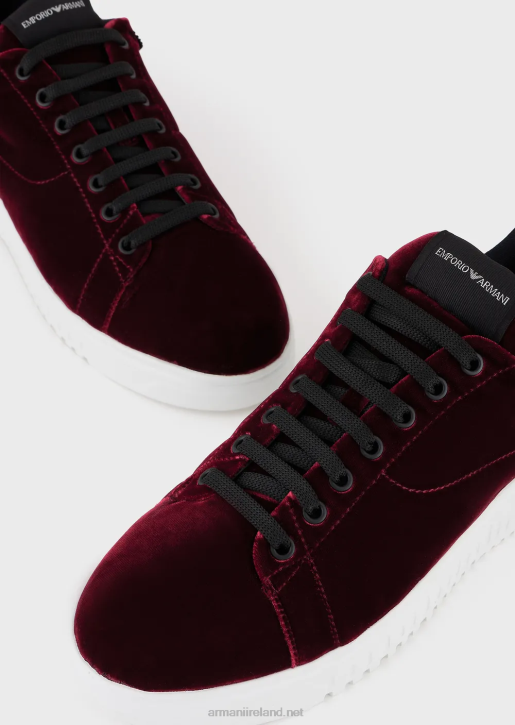 Men 086V1897 Reloaded By Emporio Armani Sneakers In Velvet With Chevron Back Armani Sustainability ValuesBordeaux