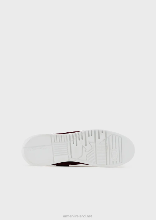 Men 086V1897 Reloaded By Emporio Armani Sneakers In Velvet With Chevron Back Armani Sustainability ValuesBordeaux