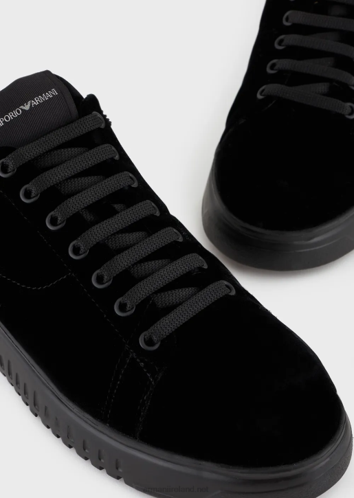 Men 086V1898 Reloaded By Emporio Armani Sneakers In Velvet With Chevron Back Armani Sustainability ValuesBlack