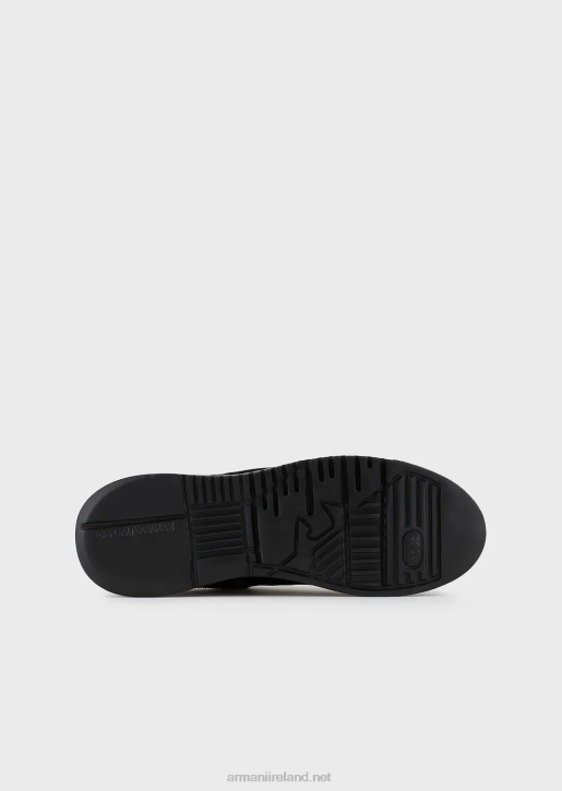 Men 086V1898 Reloaded By Emporio Armani Sneakers In Velvet With Chevron Back Armani Sustainability ValuesBlack