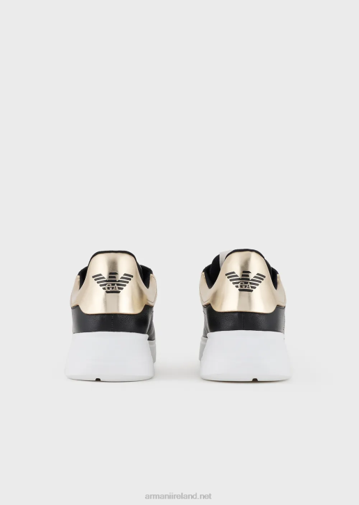 Men 086V1899 Reloaded By Emporio Armani Leather Sneakers With Mirrored Back Armani Sustainability ValuesBlack