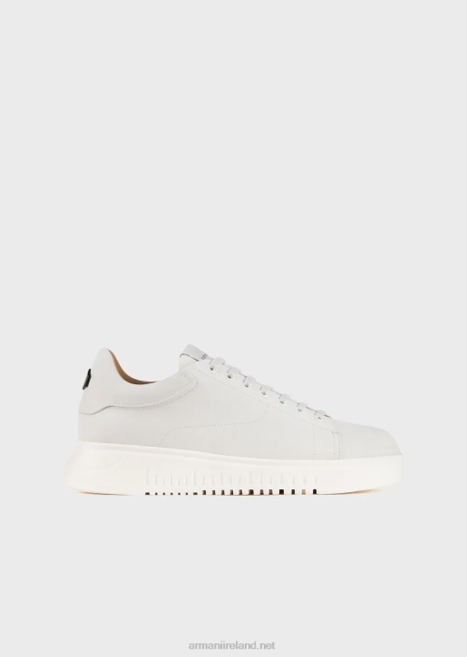Men 086V1901 Nubuck Sneakers With Oversized Soles Armani White