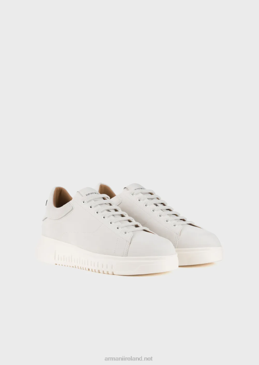 Men 086V1901 Nubuck Sneakers With Oversized Soles Armani White