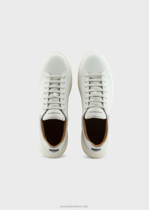 Men 086V1901 Nubuck Sneakers With Oversized Soles Armani White