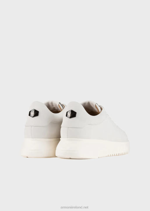 Men 086V1901 Nubuck Sneakers With Oversized Soles Armani White