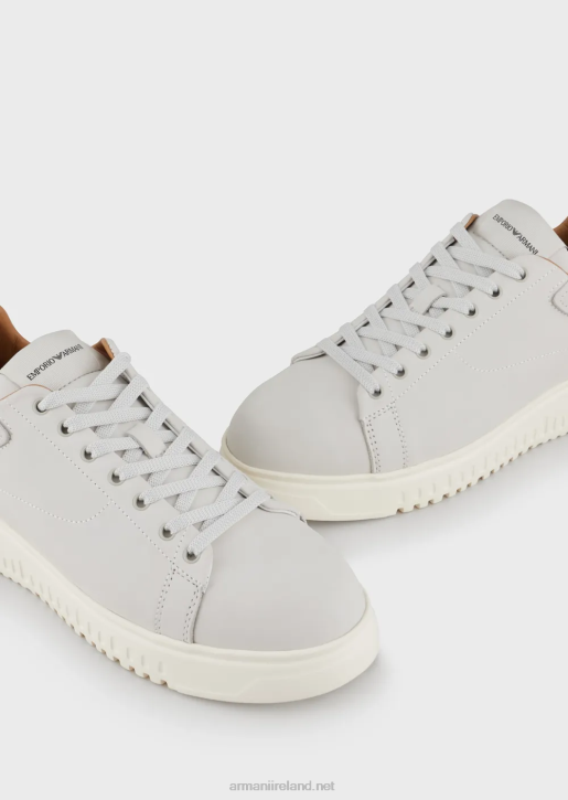 Men 086V1901 Nubuck Sneakers With Oversized Soles Armani White