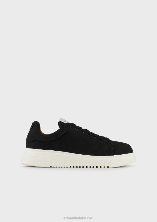 Men 086V1902 Nubuck Sneakers With Oversized Soles Armani Black