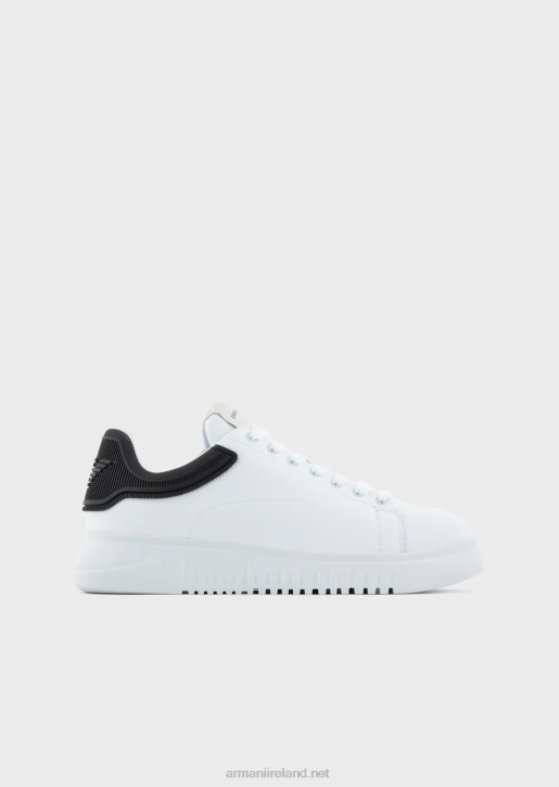Men 086V1903 Soft Leather Sneakers With Rubber Backs Armani Two-Tone