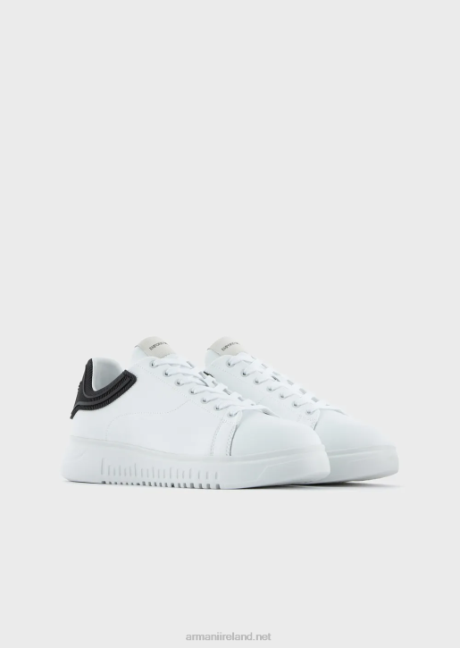 Men 086V1903 Soft Leather Sneakers With Rubber Backs Armani Two-Tone