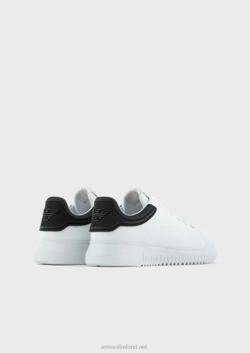 Men 086V1903 Soft Leather Sneakers With Rubber Backs Armani Two-Tone