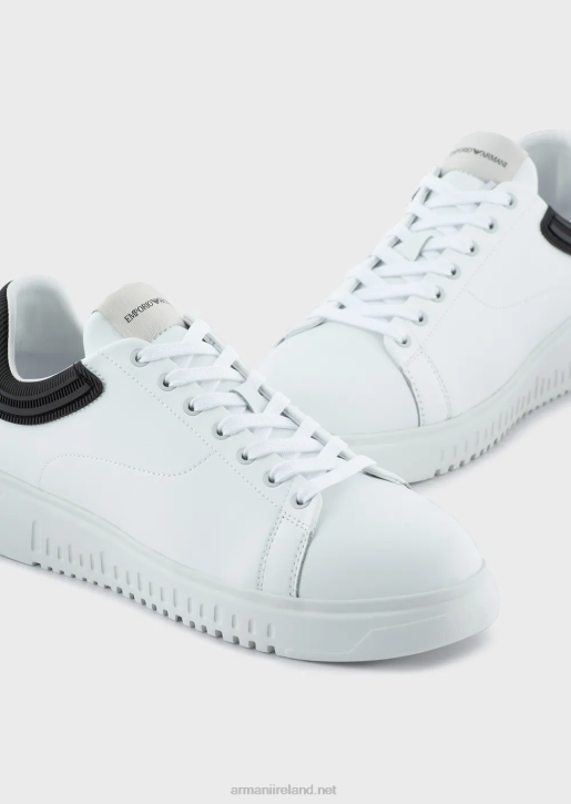 Men 086V1903 Soft Leather Sneakers With Rubber Backs Armani Two-Tone