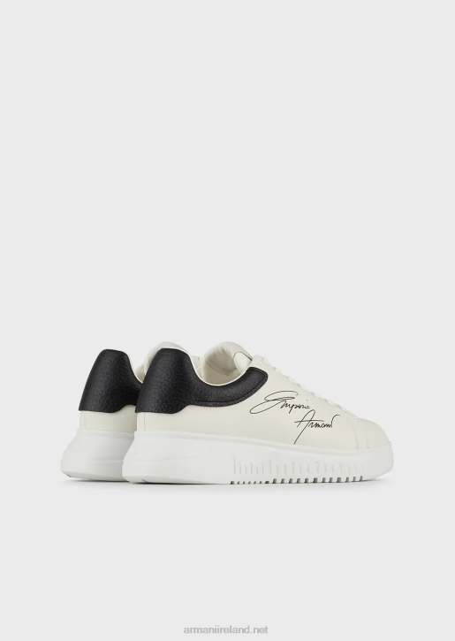 Men 086V1908 Leather Sneakers With Signature Logo Armani White