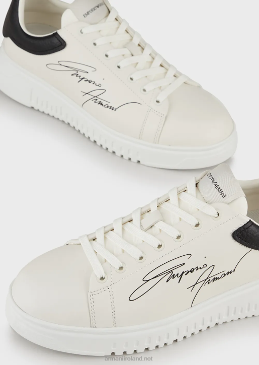 Men 086V1908 Leather Sneakers With Signature Logo Armani White