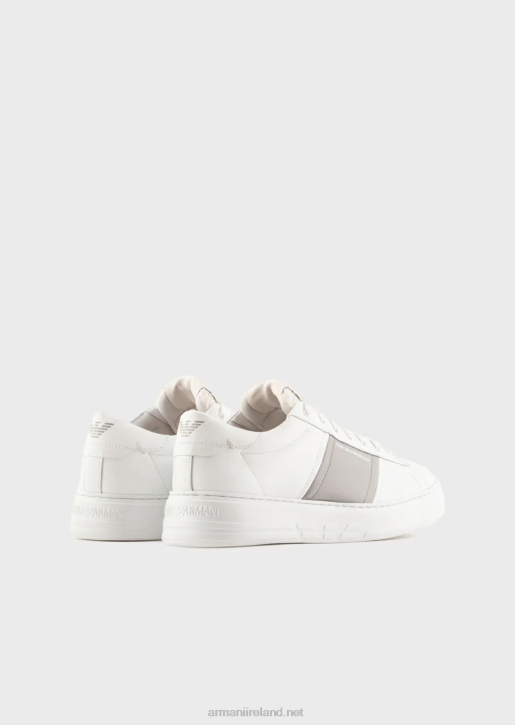 Men 086V1915 Leather Sneakers With Contrasting Detail Armani Milky White