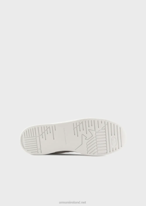 Men 086V1915 Leather Sneakers With Contrasting Detail Armani Milky White