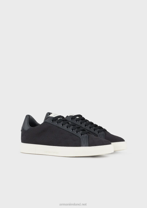 Men 086V1923 Nylon Sneakers With Jacquard Monogram Armani Black