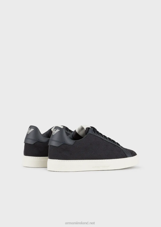 Men 086V1923 Nylon Sneakers With Jacquard Monogram Armani Black