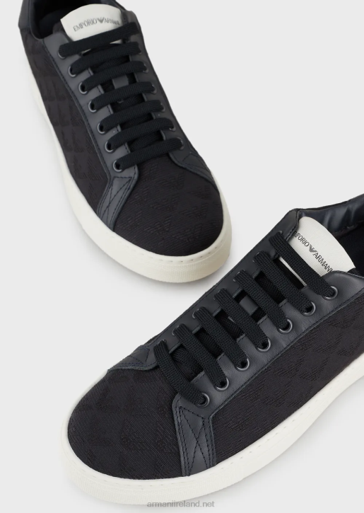 Men 086V1923 Nylon Sneakers With Jacquard Monogram Armani Black
