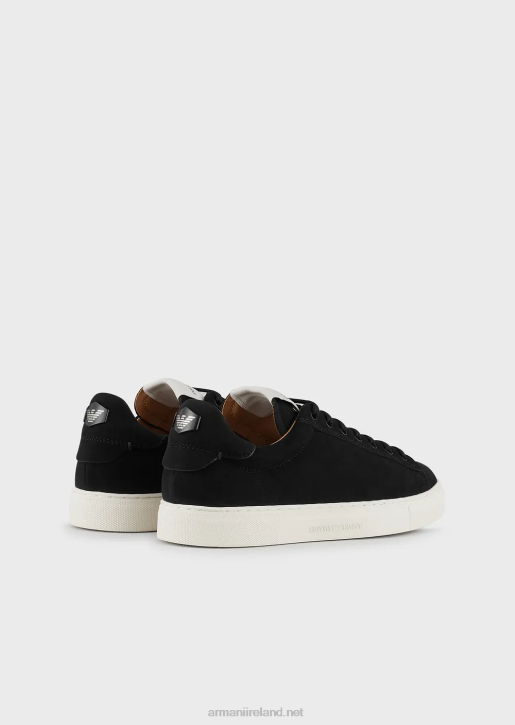 Men 086V1929 Nubuck Sneakers With Back Logo Armani Black