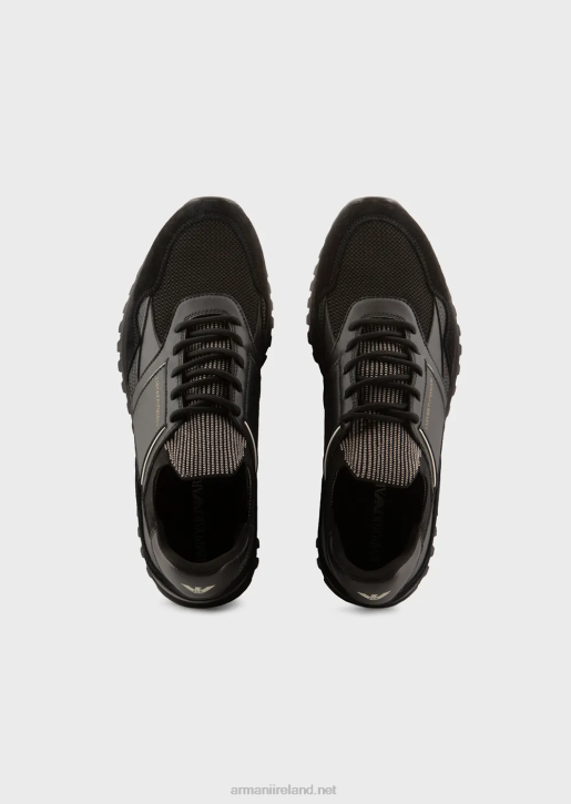 Men 086V1940 Suede And Mesh Sneakers Armani Black