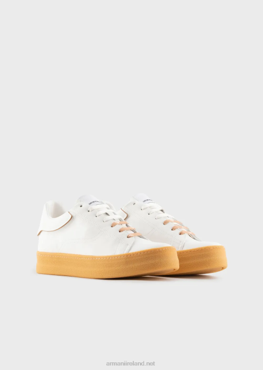 Men 086V1944 Sustainable Collection Recycled-Leather Sneakers Armani White