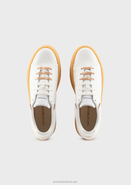 Men 086V1944 Sustainable Collection Recycled-Leather Sneakers Armani White